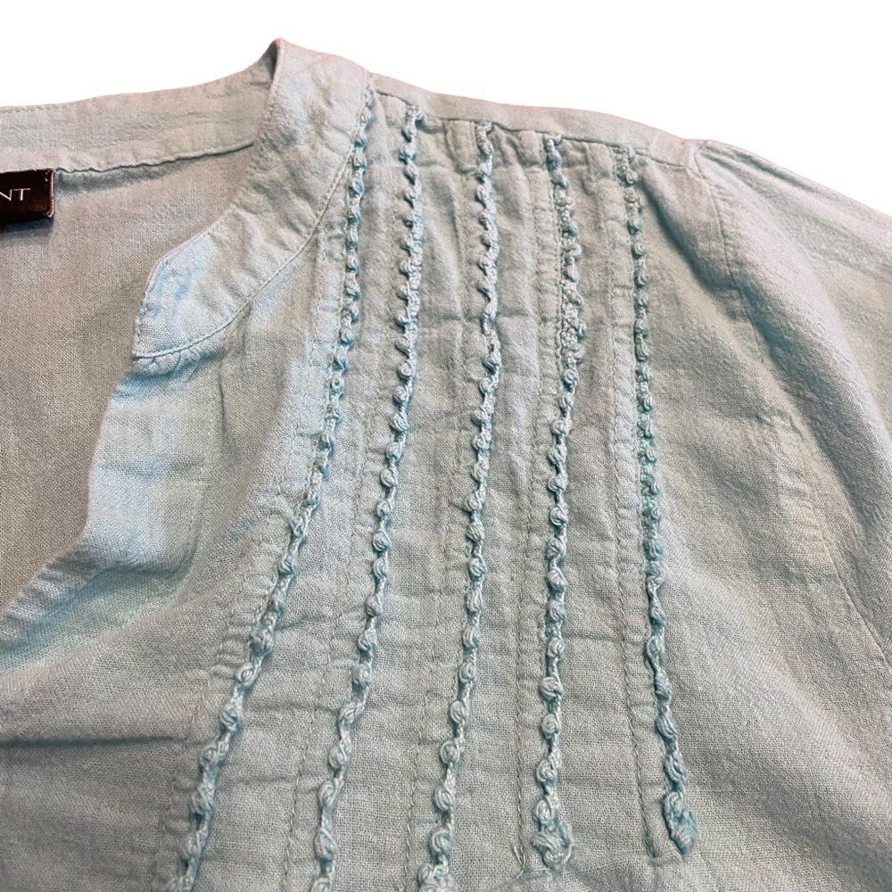 Lane Bryant 3/4 Sleeve Embellished Cotton Aqua top. Size 14/16 - Picture 6 of 11